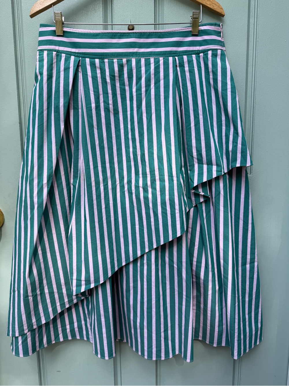 Halogen x Atlantic-Pacific Asymmetrical Striped Ruffle Skirt — Size 1 (Plus)